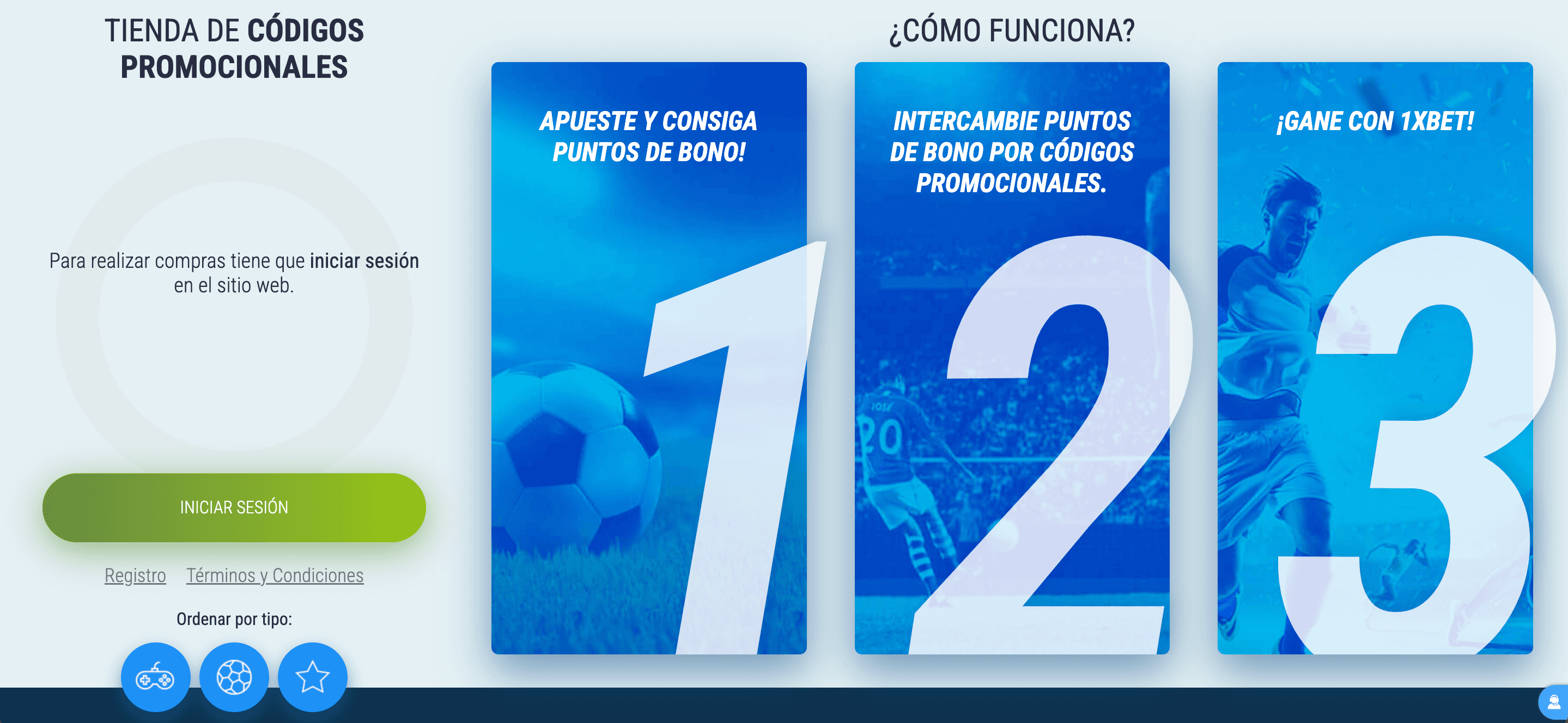 Intercambia tus puntos por códigos promocionales en 1XBet