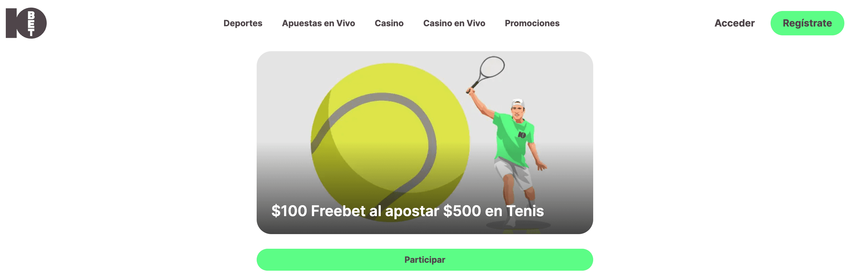 Obtén una apuesta gratis por 100 USD para el Abierto de México en 10Bet