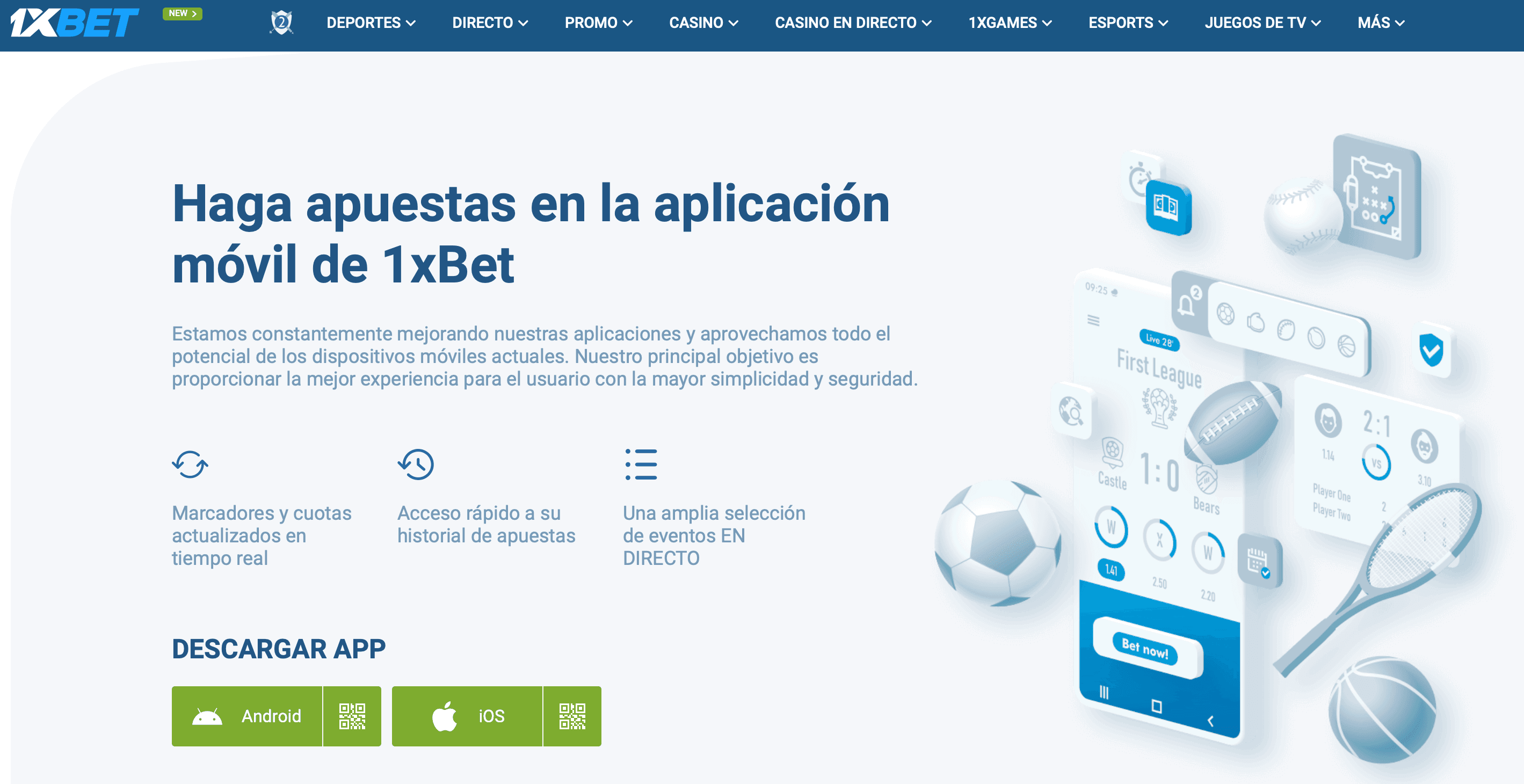 La app de apuestas de 1XBet México está disponible para IOS y Android 